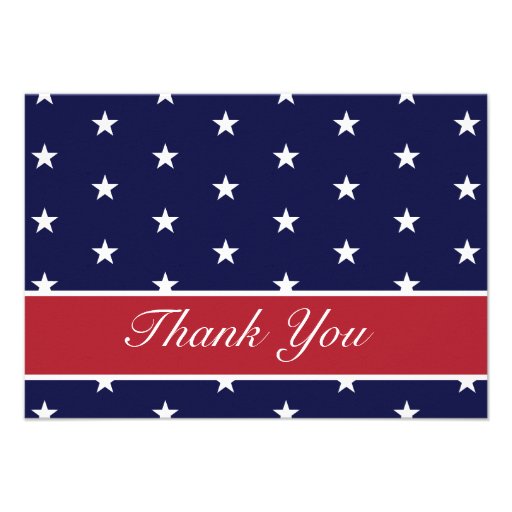 American Flag Stars Thank You Note Cards Personalized Invite (front side)