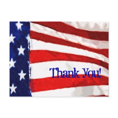 American Flag (Thanks) Post Cards by Woodswalker