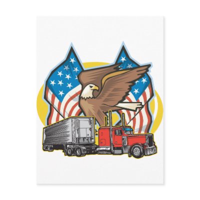 American Flag Trucker Post Cards by truckershirts