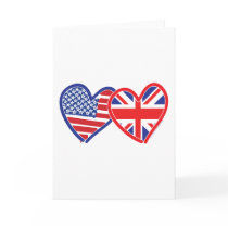 American Flag/Union Jack Flag Hearts Greeting Card