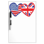 American Flag Union Jack Flag Hearts Dry Erase Boards