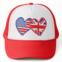 American Flag/Union Jack Flag Hearts Mesh Hat
