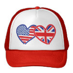 American Flag/Union Jack Flag Hearts Mesh Hat