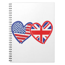 American Flag Union Jack Flag Hearts Notebooks