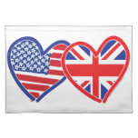 American Flag Union Jack Flag Hearts Placemat