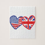 American Flag Union Jack Flag Hearts Puzzle