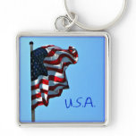 American Flag USA Keychain