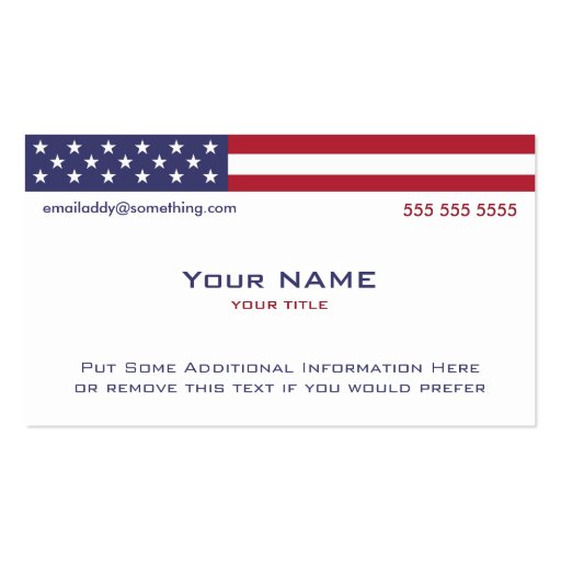 American Flag version 2 Business Card Template (front side)