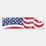 American Flag Waving - Distressed Bumper Sticker