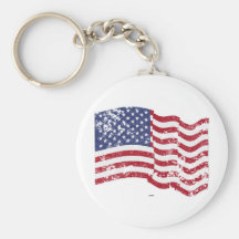 American Flag Waving - Distressed Keychains