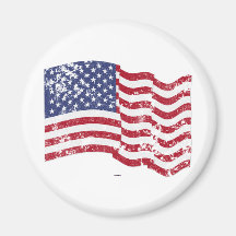American Flag Waving - Distressed Refrigerator Magnets