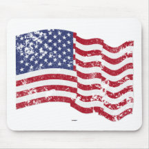 American Flag Waving - Distressed Mouse Pads