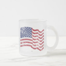 American Flag Waving - Distressed Mugs
