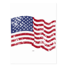 American Flag Waving - Distressed Postcards