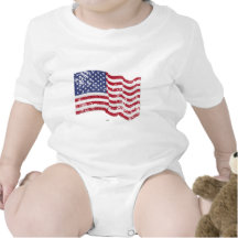 American Flag Waving - Distressed Romper