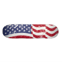 American Flag Waving - Distressed Skate Board Decks