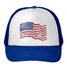 American Flag Waving - Distressed Trucker Hat