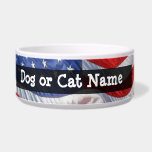 American Flag, Waving in Wind Dog Water Bowl