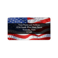 American Flag, Waving in Wind Personalized Address Label