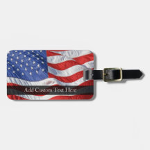 American Flag, Waving in Wind Travel Bag Tags
