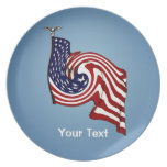 American Flag Whirlwind Flow Plate Party Plates