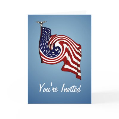 American Flag Whirlwind Flow You're Invited Card by DigitalDreambuilder