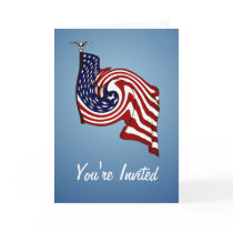 American Flag Whirlwind Flow You're Invited Card