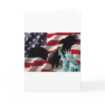 American Flag with American Eagle & Lady Liberty Greeting Card