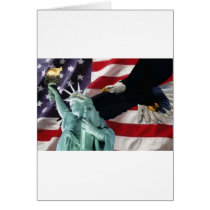 American Flag with American Eagle & Lady Liberty Greeting Card