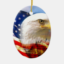 American Flag with Bald Eagle Christmas Ornaments