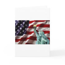 American Flag with Lady Liberty Greeting Cards