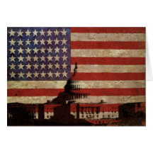American Flag with Silhouette of Capitol Hill Greeting Cards