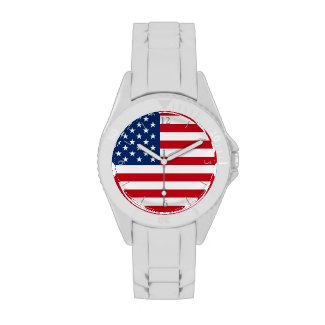 American Flag Women's White Watch
