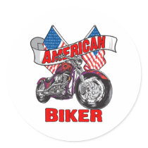 American Flags Biker Sticker