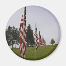 American flags in a row refrigerator magnet
