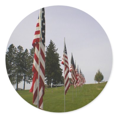 American flags in a row sticker by designs_by_morrison