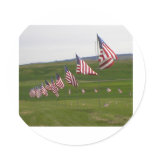 American flags round sticker