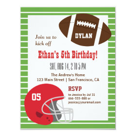 American Football Kids Birthday Party Invitations 4.25