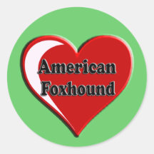 American Foxhound Dog Heart Stickers