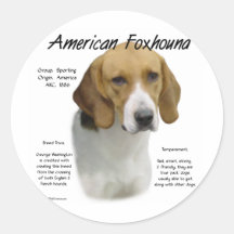 American Foxhound History Design Round Stickers
