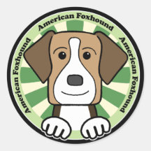 American Foxhound Round Sticker