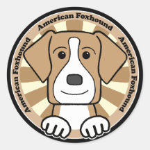 American Foxhound Round Sticker