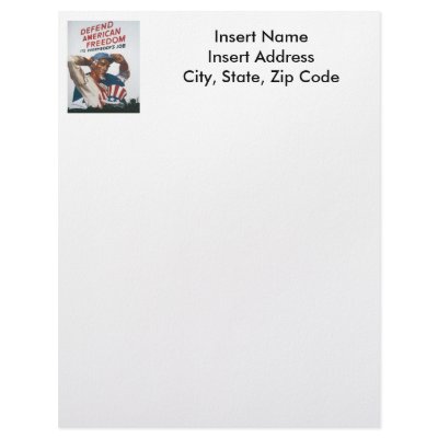 American Freedom World War 2 Letterhead Design by worldwar2gifts