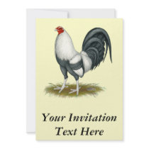 American Game Silver Blue Cock Personalized Invitation