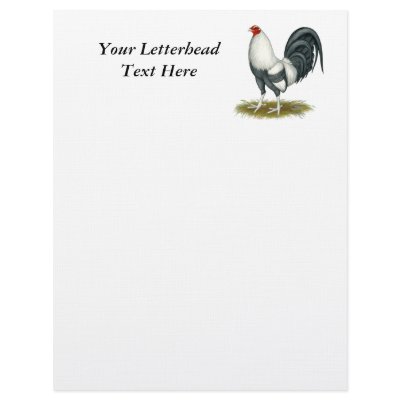 American Game Silver Blue Cock Custom Letterhead by diane_jacky