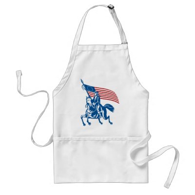 American general riding horse with Flag Apron by patrimonio