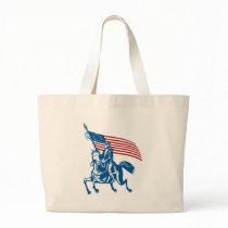 American general riding horse with Flag Canvas Bag