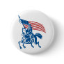 American general riding horse with Flag Pinback Button