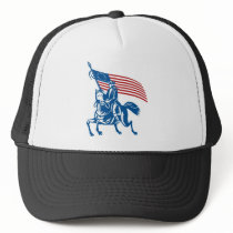 American general riding horse with Flag Hats
