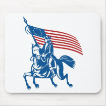 American general riding horse with Flag Mouse Pad